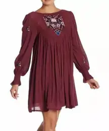Free‎ People Women's Mohave Embroidered Dress Plum Size XS