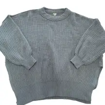 Aerie Sweater Womens Small Blue Textured Crewneck Pullover Long Sleeve Cozy Top