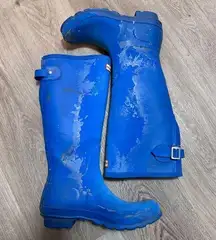 Hunter  Ran Boots Tall Blue Size 7 Farm Muck