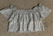 loveshackfancy embroidered stephanie crop top with blue and gray stripes