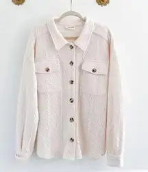 Boutique New In  Cream Cable Oversized Button Down Shacket