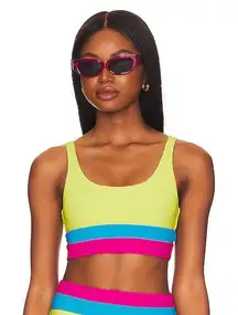 NWT Beach Riot Makenzie Top in Retro Brights Colorblock swim beach pool resort