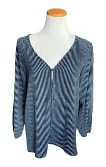 Womens The Impeccable Pig Pinstriped Button Down Top - Sz M