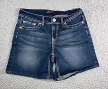 Seven‎ 7 Shorts Women 8 Mid Rise Embroidered Thick Stitch Logo Western Festival