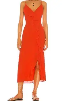 Revolve Shaycation X  Grace Midi Dress in Blood Orange