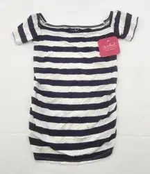 Ingrid & Isabel Womens Size XS Maternity Top Short Sleeve Knit Navy Stripe