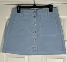 NWT American Eagle Blue Womens 6 28W Super Stretch Hi Rise A Line Corduroy Skirt
