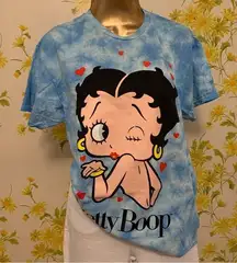 Tie dye Betty Boop XO Kiss Graphic Tee blue size M