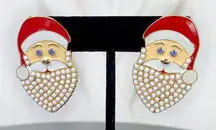 Serra Santa Claus Christmas Earrings Rhinestone Pearl Beard