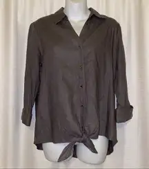 Anne Klein Nantucket Grey Women’s Button Up Top size small 🆕
