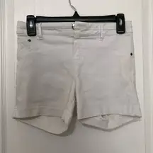 Body By Us Women's Denim Shorts Stretch Flat‎ Front Pockets White Size Large