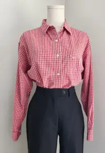 Vintage 90s Abercrombie Red Plaid Cotton Flannel Button Up Shirt Long Sleeve S