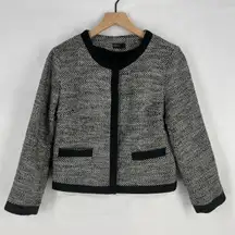 Stile Benetton Blazer Womens S Black White Tweed Casual Office Work Snap Front