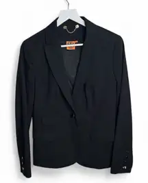 Tory Burch Wool-Blend Black Blazer Button- Front Jacket W1923 Sz 6