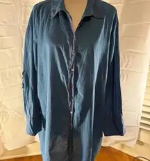 Natural Life Blue Shirt Dress with Star Patch on Elbows