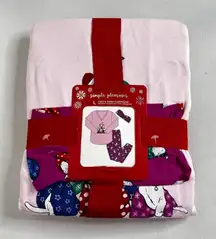 Simple Pleasures Pajama Set With Headband Size Large Cat Print Pink Magenta Pant