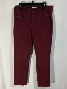 Anthropologie The Essential Slim‎ Burgundy Cropped Pants Size 4