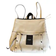 Botkier backpack white leather silver colored studs lots of zippered pockets EUC