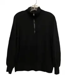 Three Dots Black 1/4 Zip Pullover Sweater Size Small‎ Lightweight Mock Neck
