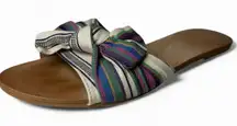Anthropologie Striped And Knotted Bow Sandals  Flats Purple and Green Size 8