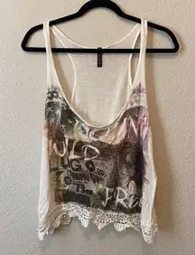 Young Wild & Free American Flag Tank with Lace