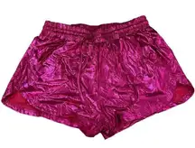 Bright pink shimmery metallic large junior shorts with drawstring and pockets