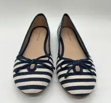 Charter Club Flats Womens 6M Navy Stripe Bailynn3 Fabric Ballet Nautical NEW