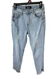 Akira Women's Size 5 Light Wash Distressed Denim Jeans Mid-Rise Blue