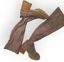 Mia Women's Taupe Brown Over-the-Knee Chunky Heel Suede Boots Size 8