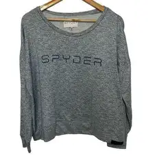 Spyder Grey Long Sleeve L Womens Boat Neck Oversized Casual Graphic