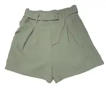 3/20 NWOT Abound high waist poly belted shorts army green size small