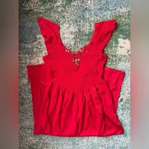 Vintage Cinema Etoile red lace sequin maxi nightgown, size small