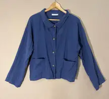 Bryn Walker Linen Button Up Shirt  Size L Relaxed Lagenlook Pockets Minimalist