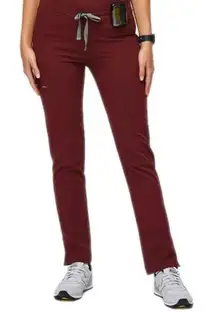 FIGS Burgundy Yola Skinny Scrub Pants Pull-On Cargo Pockets Women's Petite XS