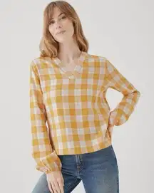 Coastal Double Gauzy Plaid Blouse