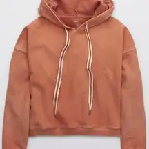 AERIE NEW LOVE CORDED SEMI CROPPED HOODIE SWEATSHIRT PINK LARGE