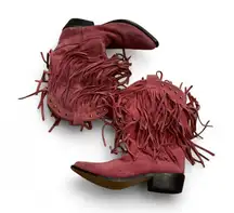 Pink fringe suede leather cowgirl festival western‎ boots