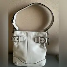 Coach Boho Slim Bucket Bag White Leather Shoulder Bag