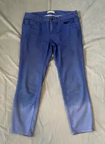 Free People Blue Dip Dye Ombré Skinny Crop Jeans EUC Size 30