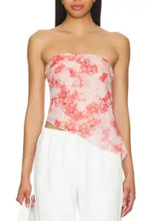 More to Come Strapless Top floral daisy asymmetrical womens Pink (xlarge)