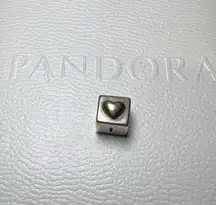 Pandora Two Tone 14K Gold Sterling Silver I Love You Cube Charm