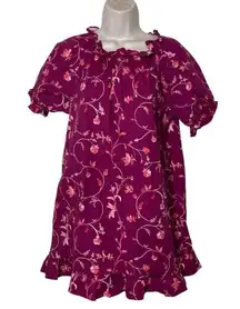 Hill House The Katherine Nap Dress in Burgundy Botanical Poplin mini dress Sz S