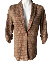 Altar'd State Aubree Blazer Ruched 3/4 Sleeves Retro Mod Print, Sz M