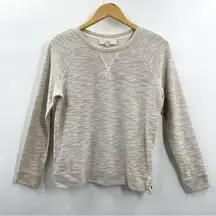 Ann Taylor Loft Metallic Sparkle Side Zip Crew Sweatshirt Top Cream Gray S new