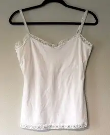 , White, Lace-Detail Tank. Size Medium.