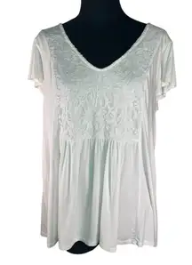 Torrid Super Soft V-neck lace pleated flowy sleeve stretch butter comfy T-shirt