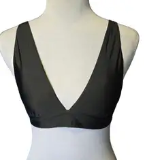Aerie Black Deep-V Bikini Swim Top Medium NWT Simple Plain Minimalist Sporty