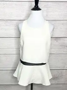 EXPRESS  Ivory White Sleeveless Peplum Blouse Top Size Small