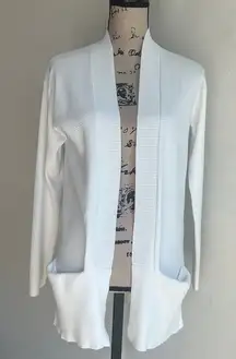 Theory Open Front Ribbed Reverie White Cardigan Size Small