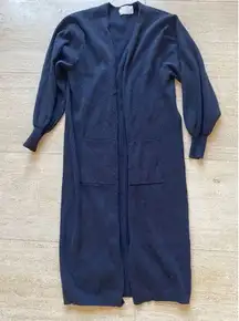 ASOS Design Navy Blue Long Cardigan Sweater‎ Coat Elegant Minimalist size 2